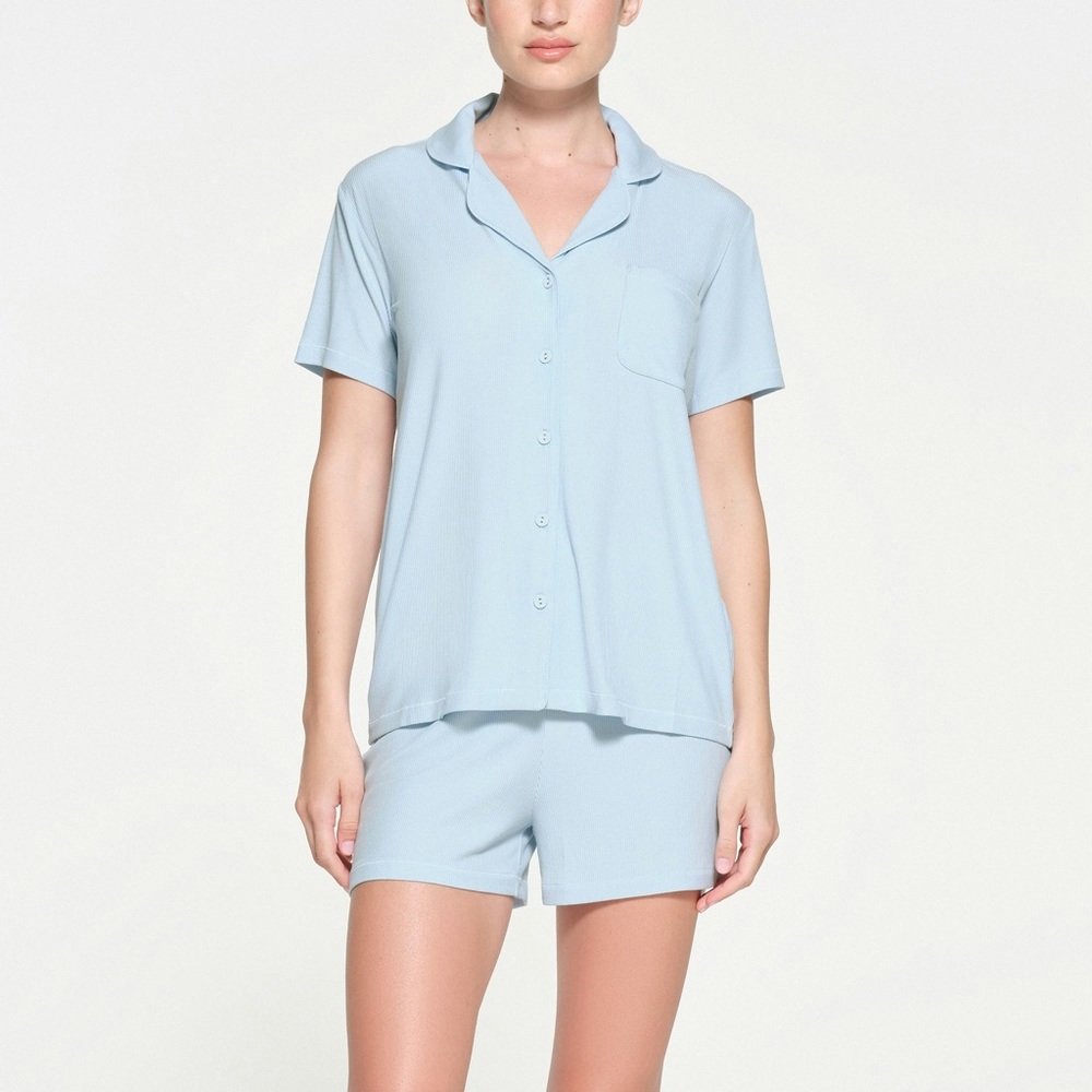 SKIMS Sky Blue Short Sleeve Pajama Set
